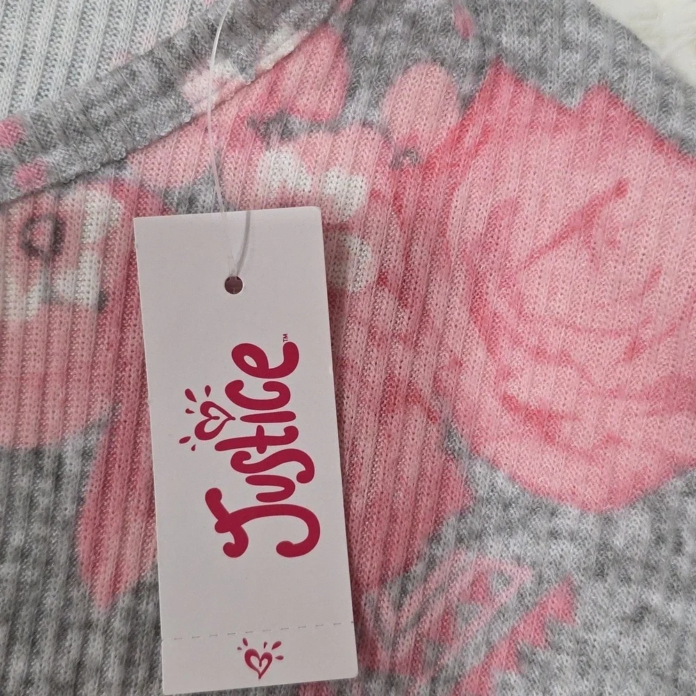 Justice Pink & Gray Floral Top. Size 10. NWT